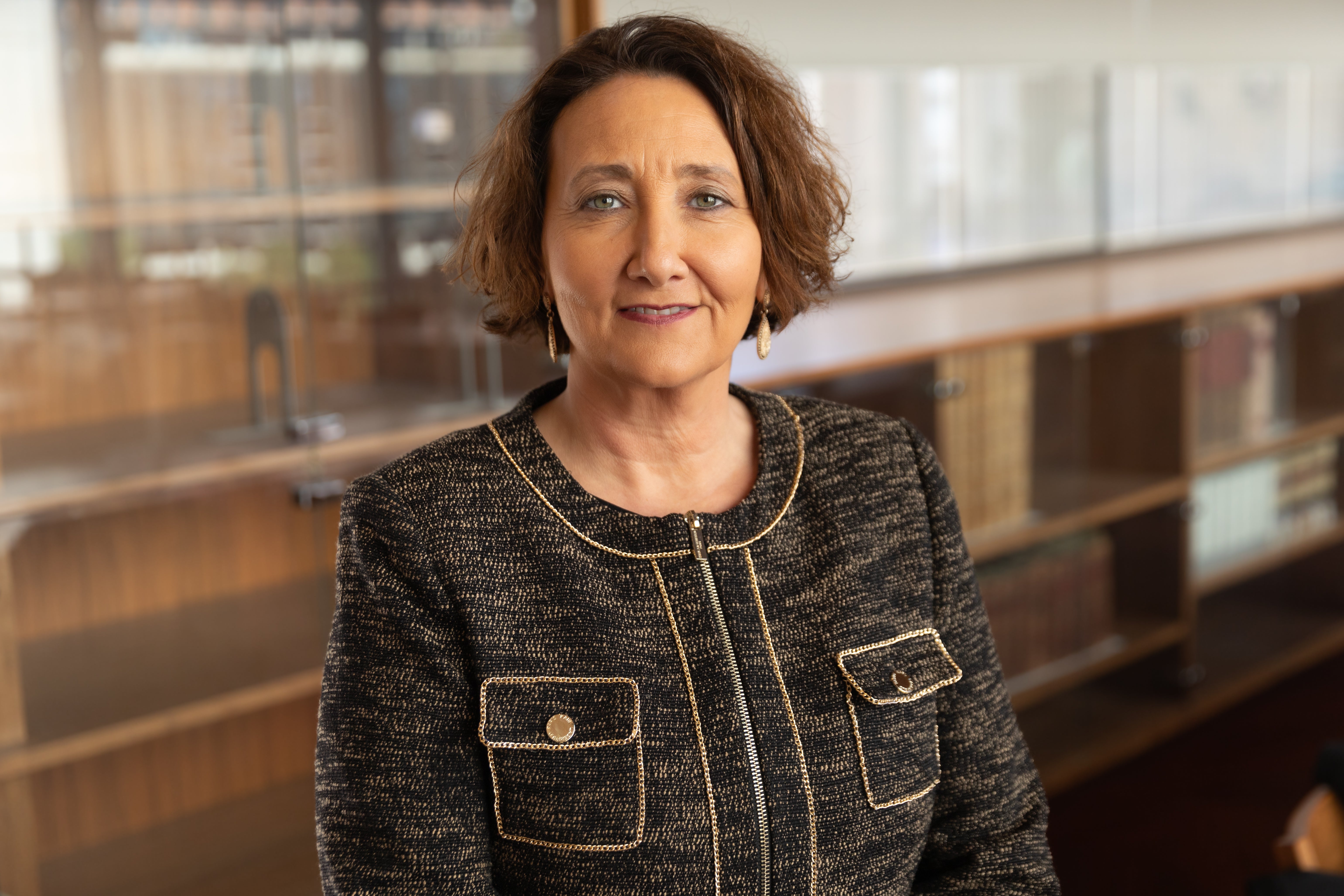 Stacy Leeds, shown in a 2024 portrait, is the Willard H. Pedrick Dean and Regents Professor of Law at the Sandra Day O’Connor College of Law at Arizona State University. She is a scholar of Indigenous law and policy and an experienced leader in law, higher education, economic development and conflict resolution.  Photo by Tabbs Mosier/ASU Law